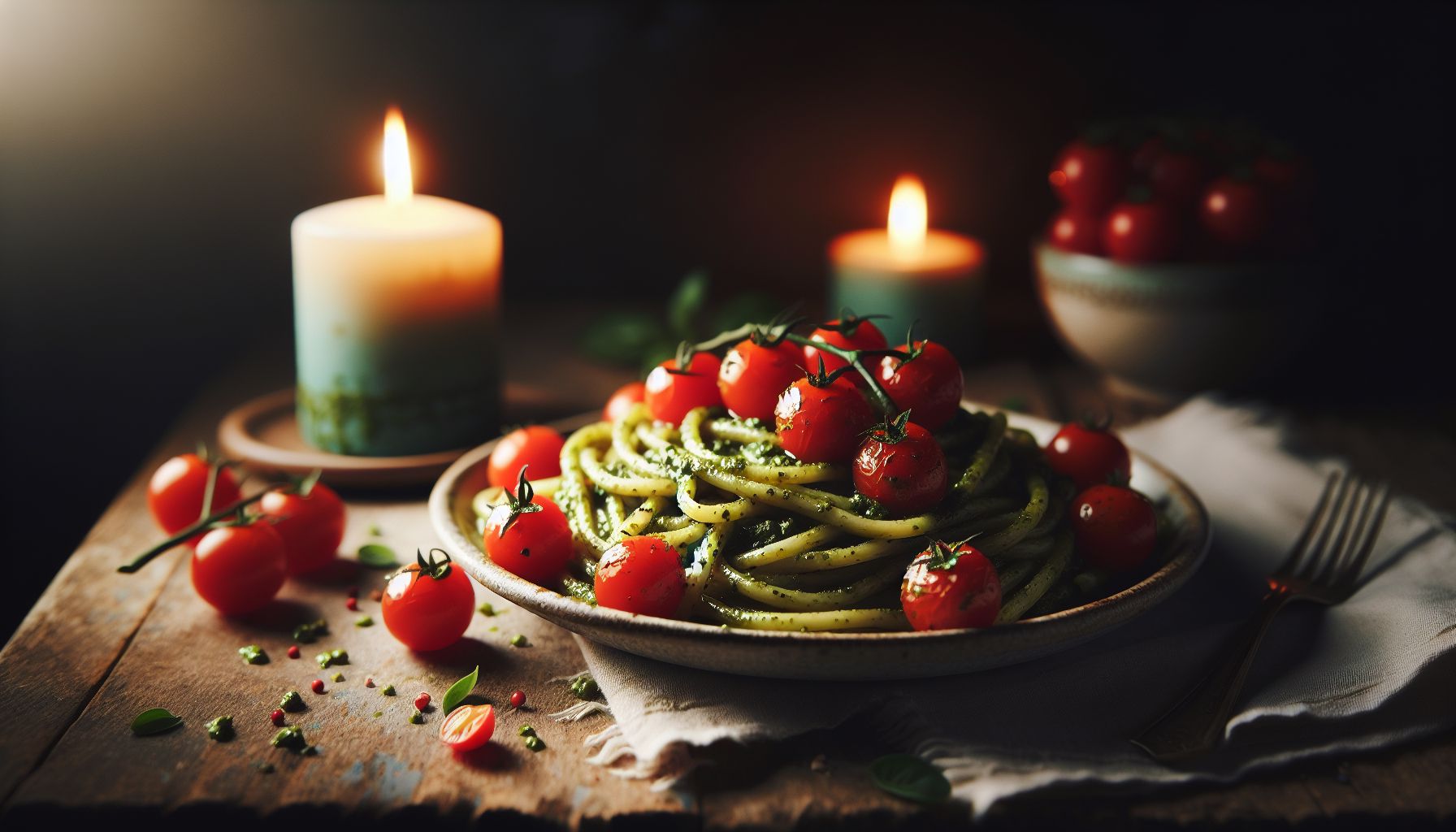 Vahemere Hõnguline Pasta Pesto ja Kirsstomatitega