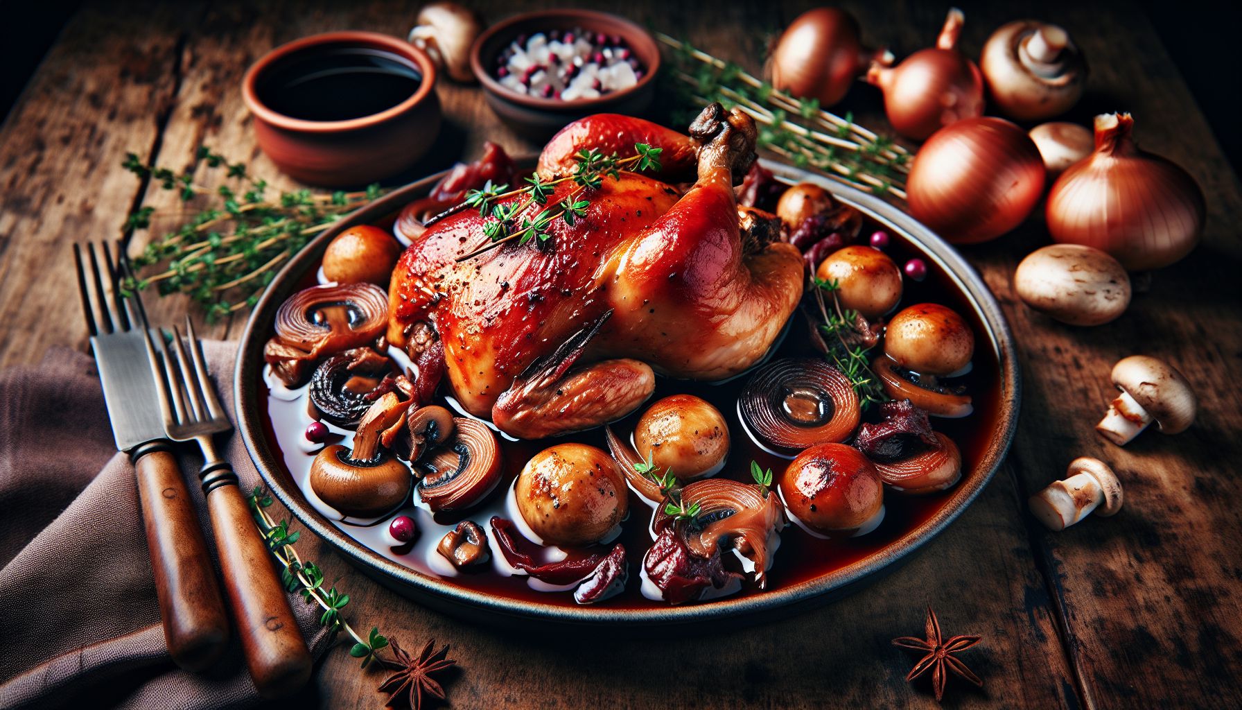 Prantsuse stiilis coq au vin ehk veinis kana
