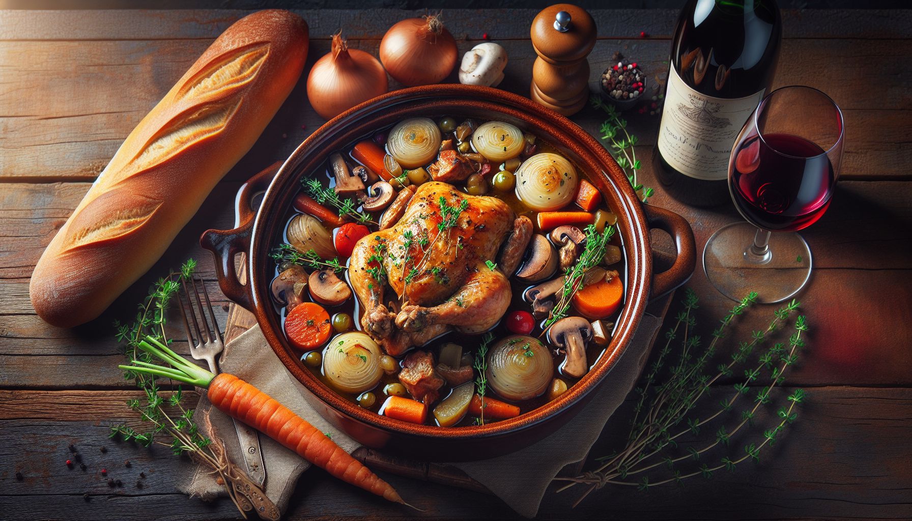 Klassikalise prantsuse Coq au Vin retsept